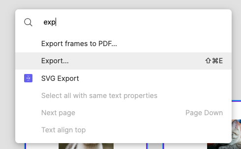 command palette to use Export frames to PDF