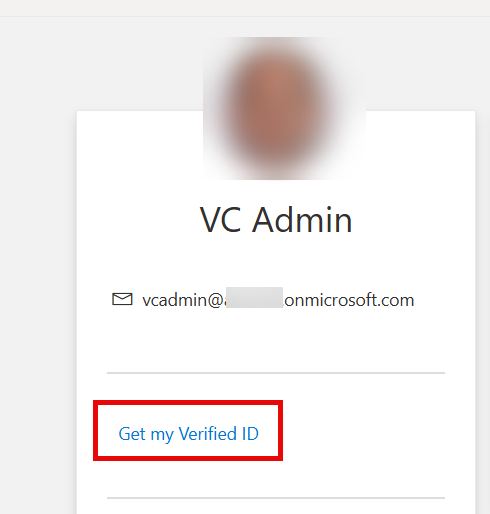 Image showing “Get my Verified ID” in the MyAccounts page