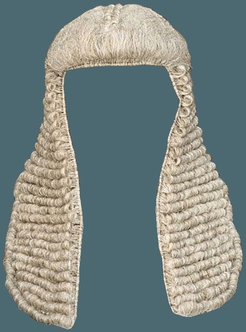 Typical British Courts’ judge wig.