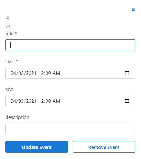 Create a popup with the inputs for the task scheduler