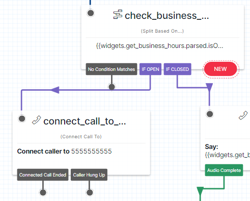 Screenshot of configuring the IF-OPEN branch.