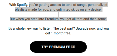 Marketing Email for Spotify