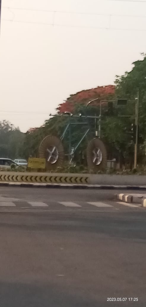 big cycle placed at roundabout in chandigarh, India