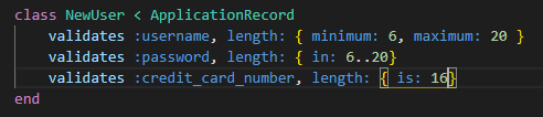 Showing validation helper method for length