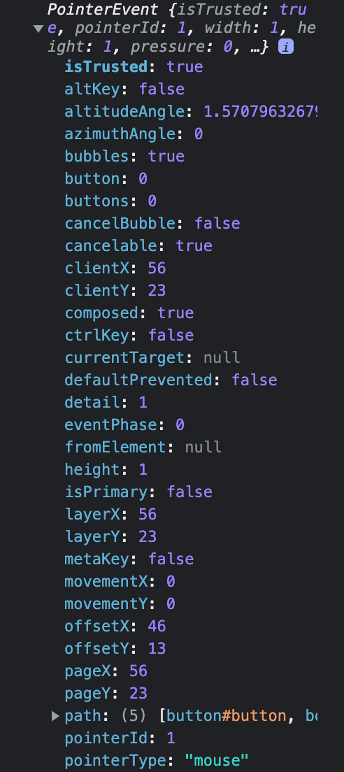 All of the keys and values within the event object.