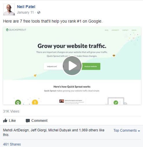 social media example neil patel