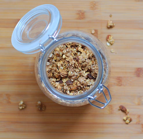 Jar of Granola from above