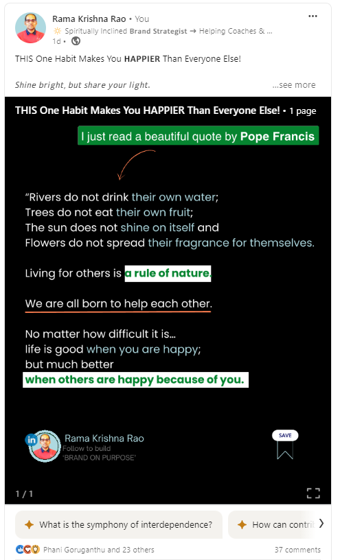 A Beautiful Quote by Pope Francis