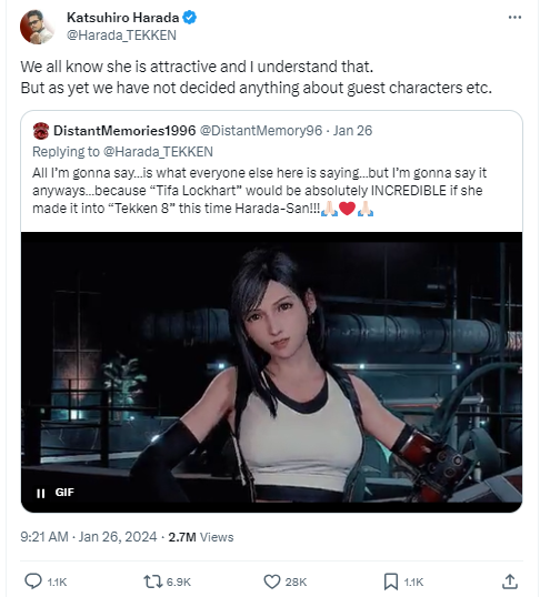 Katsuhiro Harada Tifa Lockheart Post (X.com)