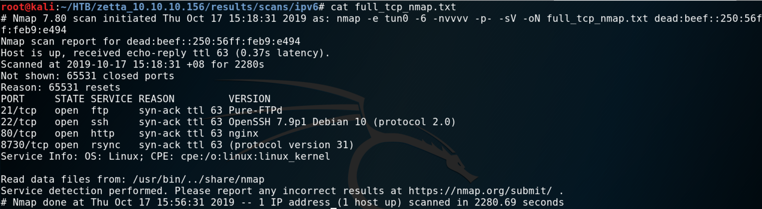 Hidden rsync service found scanning IPv6