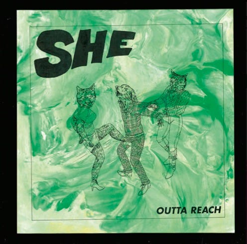 front of record cover for SHE’s Outta Reach album