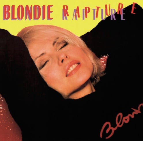 front of record cover for Blondie’s Rapture 12"