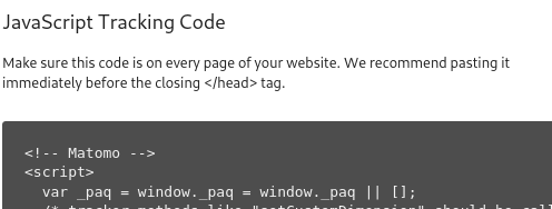Matomo tracking code