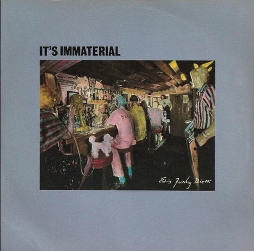 front of record cover for It’s Immaterial’s Ed’s Funky Diner 12"