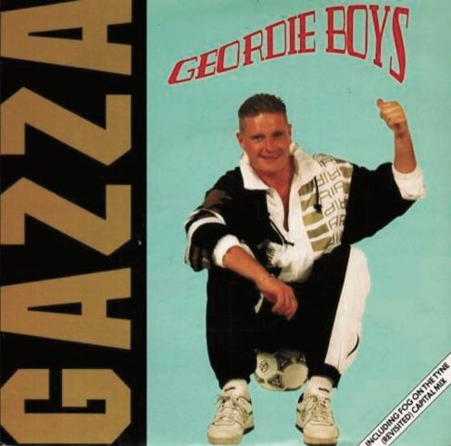 front of record cover for Gazza’s Geordie Boys 12"