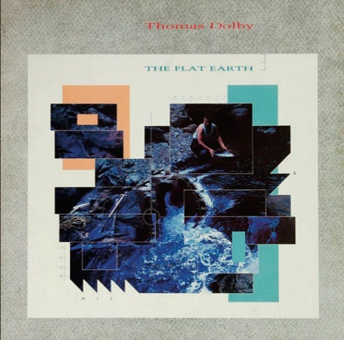 front of record cover for Thomas Dolby’s The Flat Earth album