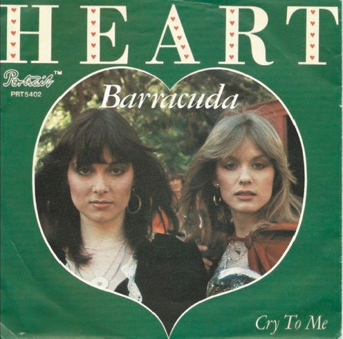 front of record cover for Hearts’ Barracuda 7"