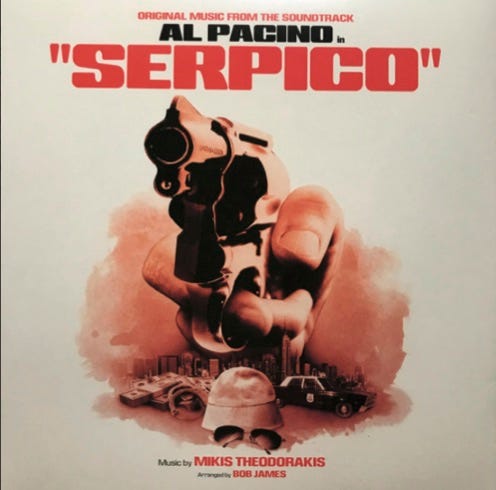 front of record cover for the soundtrack album to the film Serpico