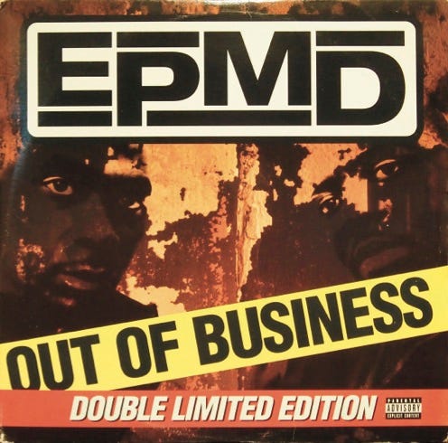 front of record cover for EPMD’s Out Of Business album