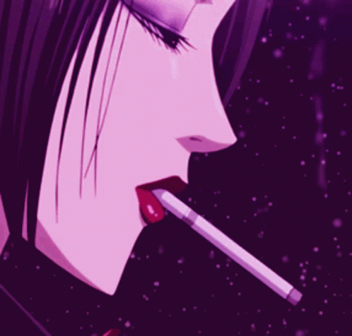 Disponível em: <https://tenor.com/pt-BR/view/nana-anime-smoking-aesthetic-purple-gif-20715059>. Acessado em 21 de abril de 2023.