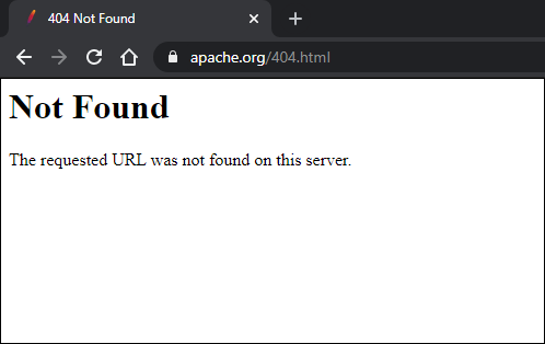 Screen shot of apache.org 404 page