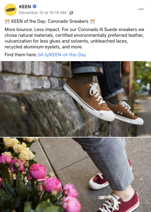 A Keen shoe ad that shows how the company is environmentally conscious—and urban fashionable.