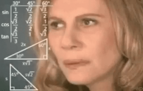 GIF of a confused woman trying to solve a math problem
