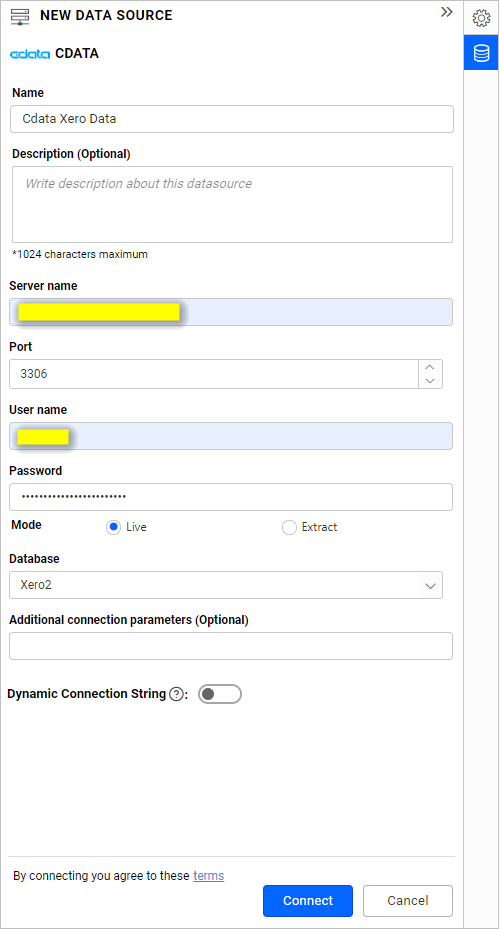 Xero Data Connection with Required Details