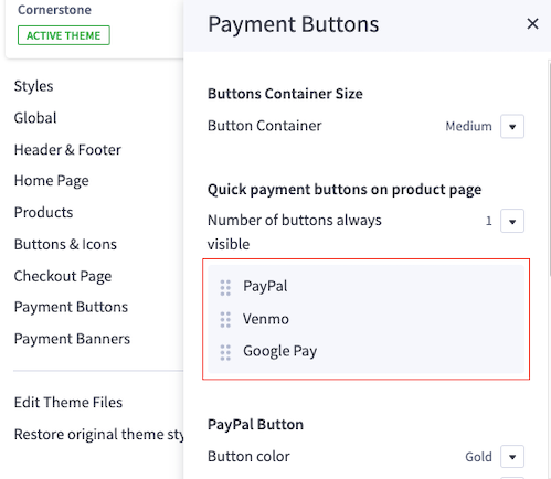 Adding sorting wallet buttons component to the Page Builder into Payments section Image