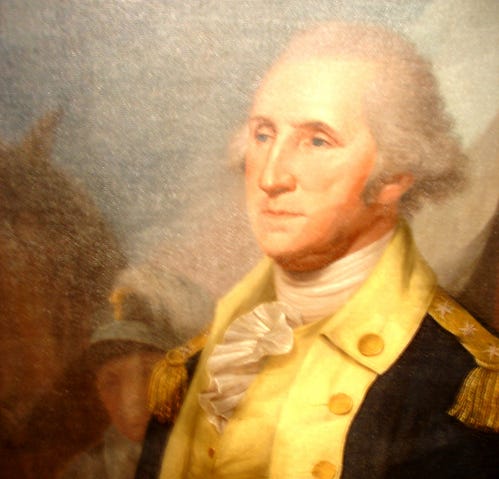 George Washington knew the truth and how to speak it. Painting from Life. See the Horse? They think too, but lack the miracle of natural language. Photo of Painting in Charlottesville Public Gallery by the Author 2008.