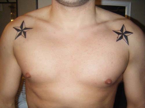 man collarbone star tattoo