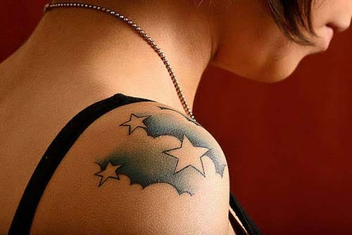 shoulder star tattoo with cloud shoulder star tattoo with cloud