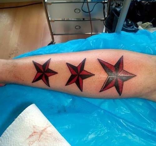 forearn three stars tattoo