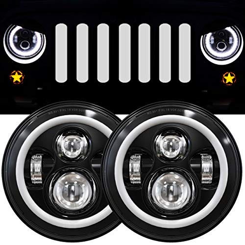 7 Inch LED Halo Headlights with Turn Signal Amber White ...