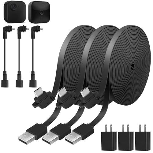 Uogw 3Pack 33ft/10m Power Cable and Adapter Compatible with Blink Outdoor 4 (4th Gen)/Blink (3rd Gen) XT3/Blink XT2/XT,Weatherproof Outdoor Charging Power Cord,Flat Extension Cable for Blink Camera