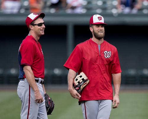 Max Scherzer, Bryce Harper by Keith Allison, on Flickr