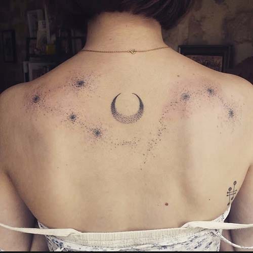 moon tattoo women back dotwork moon tattoo