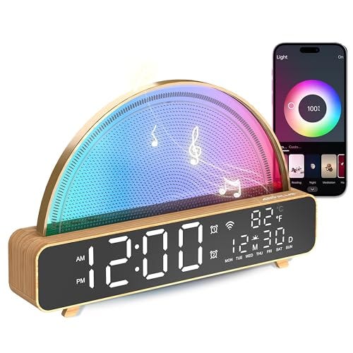 ANYPLUS White Noise Sound Machine, Sunrise Alarm Clock APP/AI Voice Control Work for Bedroom, Sound Machine for Sleep with Touch Night Light, Sleep Aid, Snooze Timer, Dual Alarms, Sunrise Simulation