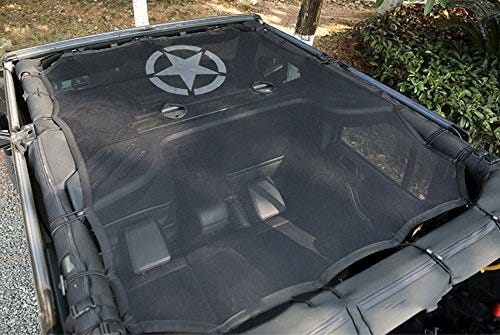 KIKIGOAL Jeep Wrangler Durable Mesh Sun Shade Full Top Cover UV Protection For Jeep Wrangler JK 4 Door 2007-2017