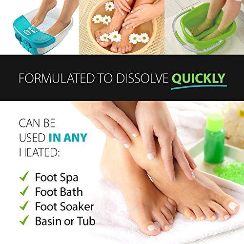 Tea Tree Oil Foot Soak with Epsom Salt - Made in USA - for Toenail Fungus, Athletes Foot, Stubborn Foot Odor Scent, Fungal, Softens Calluses & Soothes Sore Tired Feet