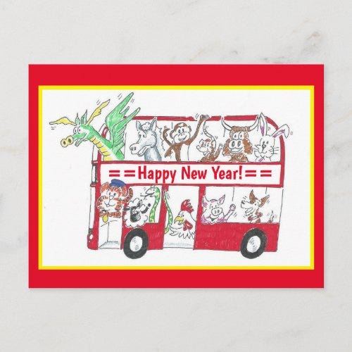 Chinese New Year Bus - Year of the Tiger Postcard