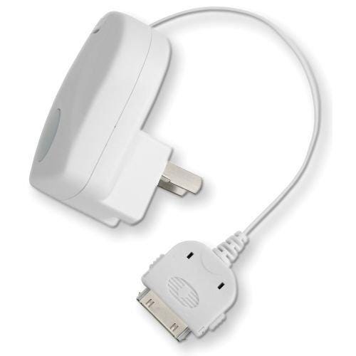 Emerge Retractable iPod Wall Outlet Power Charger (White)