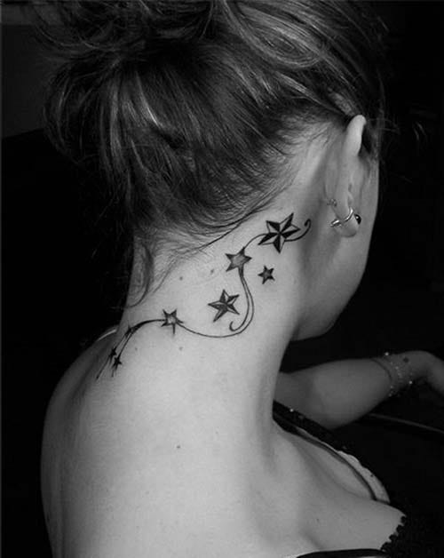 ear back star tattoo designs