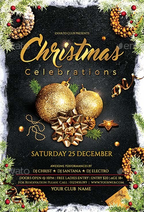 Christmas Celebration Party Flyer Template Download for