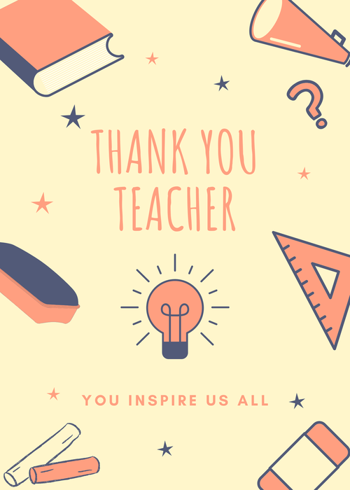 Teacher Appreciation Week thank you ecard that says thank you teacher