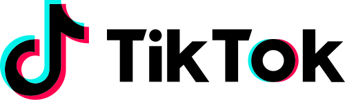 The TikTok logo. A musical-note-like black shape outlined in teal and pink, and the words TikTok, in black ink with the same teal and pink around the o.