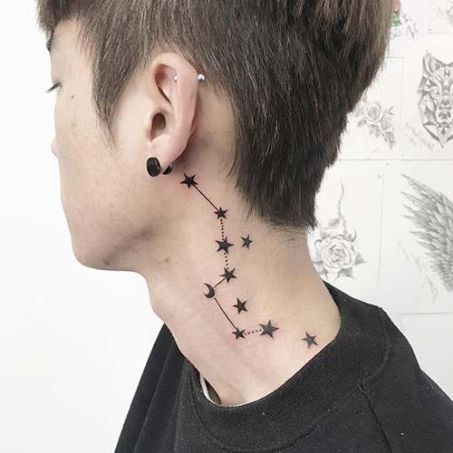 man side neck stars tattoo man side neck stars tattoo