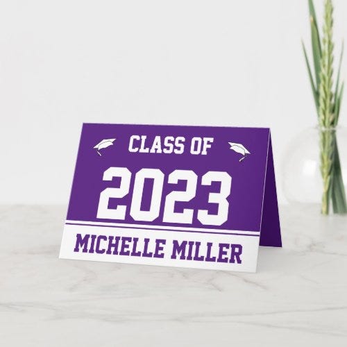 Class of 2023 Royal Purple and White Graduation Card