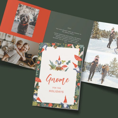 Gnome for the Holidays Christmas Tri-Fold Holiday Card