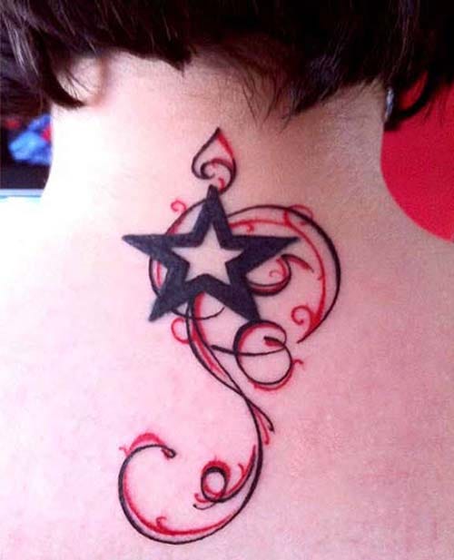 neck star tattoo